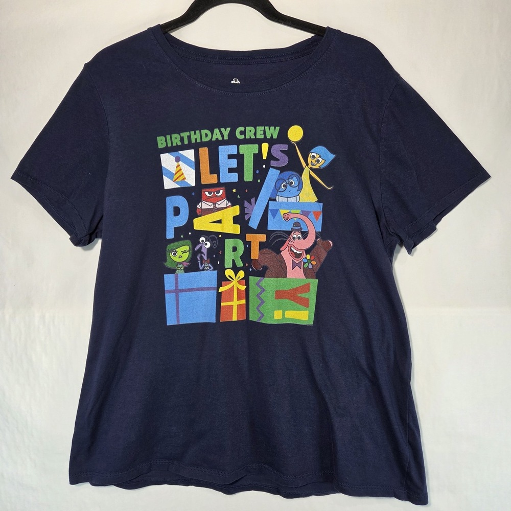 Disney Pixar Inside Out Birthday Crew T-Shirt Navy Adult Medium Joy Bing Bong